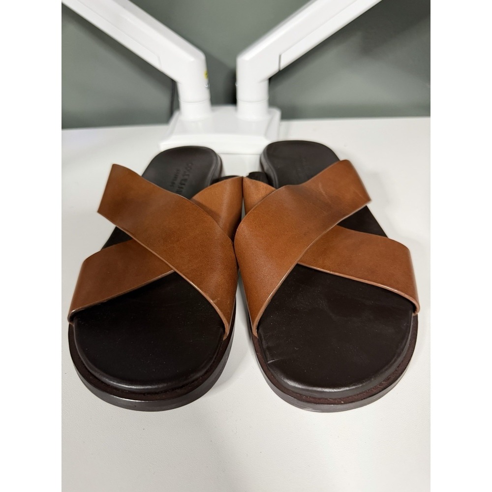 Cole Haan Nantucket  Crisscross Sandals Mens 9M Brown Leather Preppy C-1